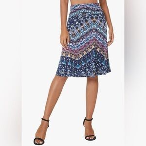 NEW…Ruched High Waist Knee Length Stretchy Flared Casual Skirt